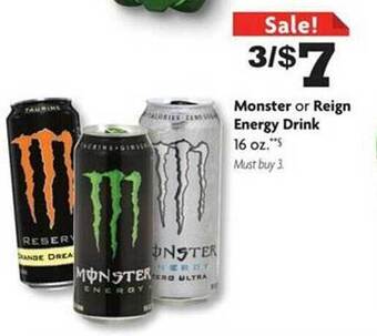 Family Dollar Monster or reign energy drink offer
