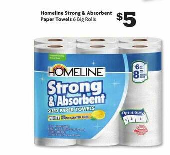 Family Dollar Homeline strong & absorbent paper towels offer
