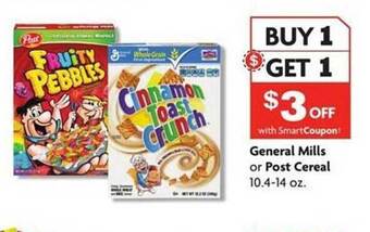 Family Dollar General mills or post cereal offer