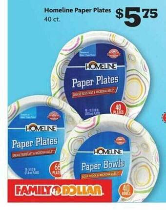 Family Dollar Homeline paper plates offer