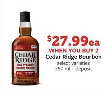 Fareway Cedar ridge bourbon offer