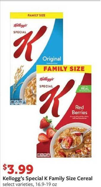 Fareway Kellogg's special k family size cereal offer