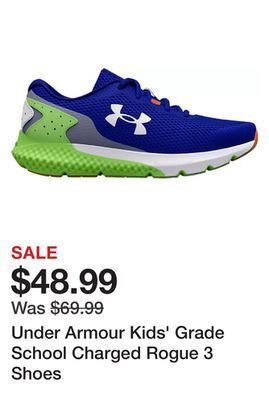 Dick's Sporting Goods Under armour kids' grade school charged rogue 3 shoes offer