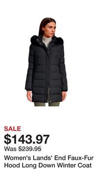 Kohl's Women's lands' end faux-fur hood long down winter coat offer