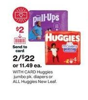 CVS Huggies Jumbo pk. diapers or All Huggies New Leaf offer