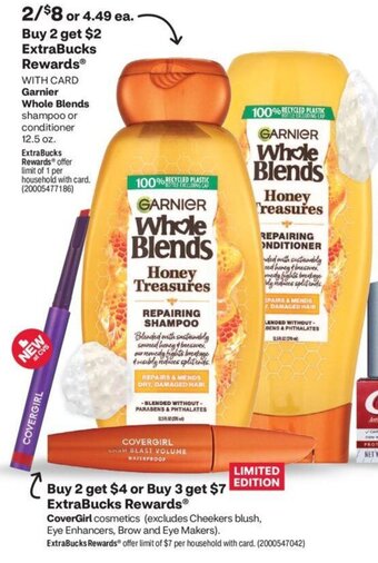 CVS Garnier Whole Blends Shampoo or Conditioner 12.5 oz. offer