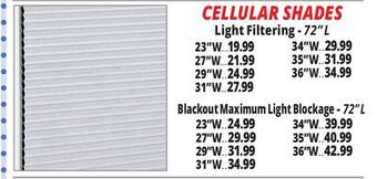 Ocean State Job Lot Cellular shades offer