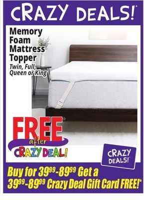 Ocean State Job Lot Memory foam mattress topper offer