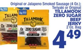 Bravo Supermarkets Tillamook zero sugar beef jerky 2 oz. bag offer