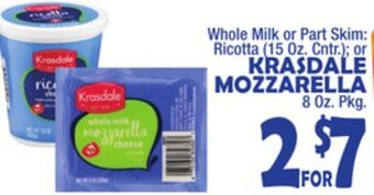 Bravo Supermarkets Krasdale mozzarella 8 oz. pkg. offer