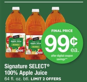 ACME Signature select® 100% apple juice offer