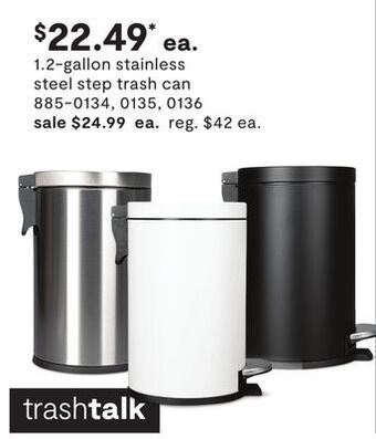 JC Penney 1.2-gallon stainless steel step trash can offer