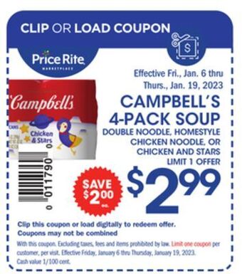 Price Rite Campbell's 4-pack soup offer