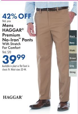 Boscov's Mens haggar® premium no-iron™ pants offer