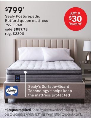 JC Penney Sealy posturepedic retford queen mattress offer