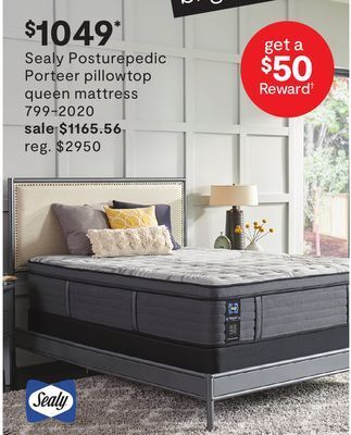 JC Penney Sealy posturepedic porteer pillowtop queen mattress offer