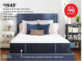 JC Penney Stearns & foster hurston cushion firm queen mattress offer