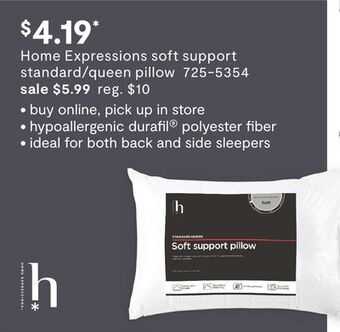 JC Penney Home expressions soft support standard/queen pillow offer
