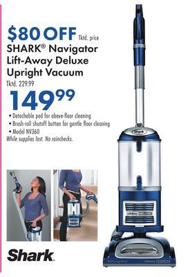 Boscov's Shark® navigator lift-away deluxe upright vacuum offer