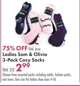 Boscov's Ladies sam & olivia 3-pack cozy socks offer