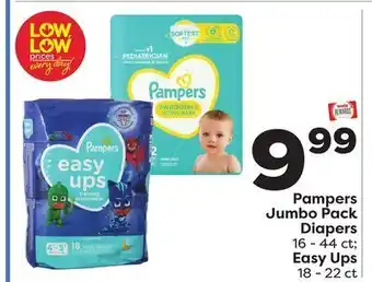Weis Markets Pampers jumbo pack diapers 16-44 ct easy ups 18-22 ct offer