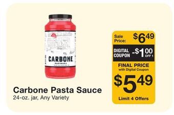 Fairway Store Market Carbone pasta sauce offer