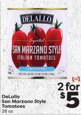 Weis Markets Delallo san marzano style tomatoes offer
