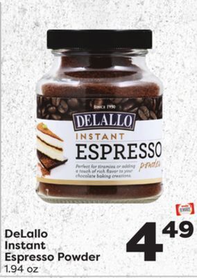 Weis Markets Delallo instant espresso powder offer