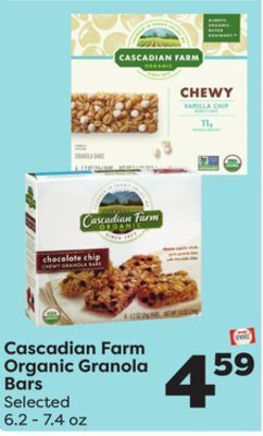 Weis Markets Cascadian farm organic granola bars offer