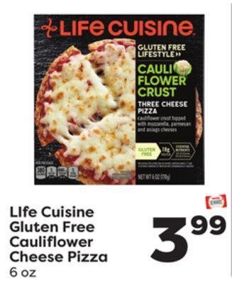 Weis Markets Life cuisine gluten free cauliflower cheese pizza offer