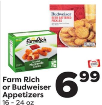 Weis Markets Farm rich or budweiser appetizers offer