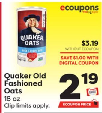 Weis Markets Quaker old fashioned oats offer