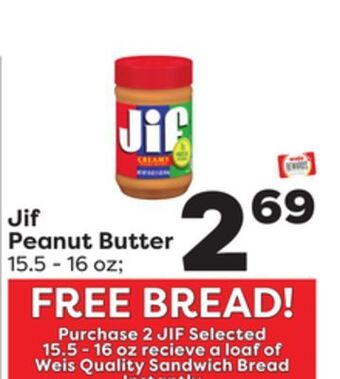 Weis Markets Jif peanut butter offer