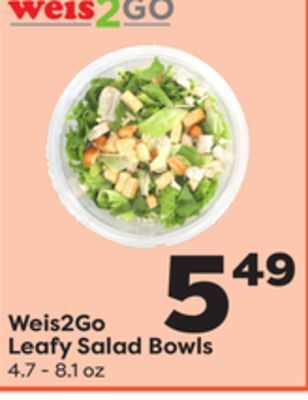 Weis Markets Weis2go leafy salad bowls offer