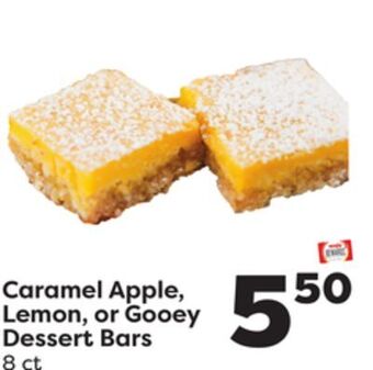 Weis Markets Caramel apple, lemon, or gooey dessert bars offer