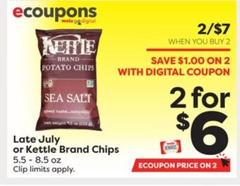 Weis Markets Late july or kettle brand chips offer