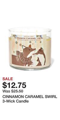 Bath & Body Works Cinnamon caramel swirl 3-wick candle offer