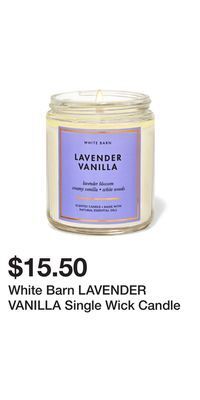 Bath & Body Works White barn lavender vanilla single wick candle offer