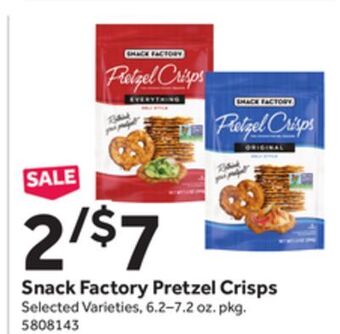 Stop&Shop Snack factory pretzel crisps offer