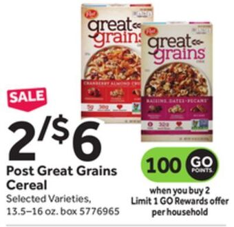 Stop&Shop Post great grains cereal offer