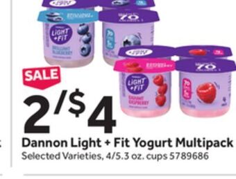 Stop&Shop Dannon light + fit yogurt multipack offer