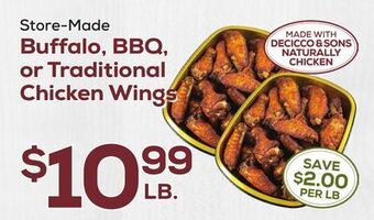 DeCicco & Sons Buffalo, bbq, or traditional chicken wings offer