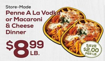 DeCicco & Sons Penne a la vodka or macaroni & cheese dinner offer