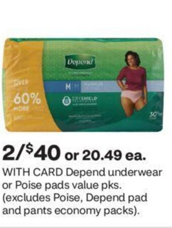 CVS Depend underwear or Poise offer