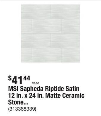 The Home Depot Msi sapheda riptide satin 12 in. x 24 in. matte ceramic stone look wall tile (16 sq. ft./case) offer