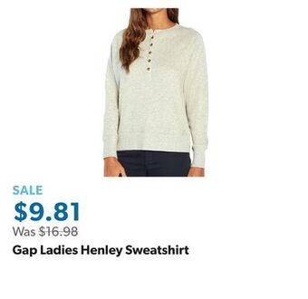 Sam's Club Gap ladies henley sweatshirt offer