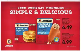 Hy-Vee Jimmy dean croissant, breakfast burrito, biscuit & more or pancakes & sausage on a stick! pr state fair corn dogs offer