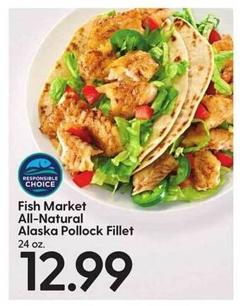 Hy-Vee Fish market all-natural alaska pollock fillet offer