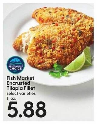 Hy-Vee Fish market encrusted tilapia fillet offer