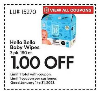 Hy-Vee Hello bello baby wipes offer